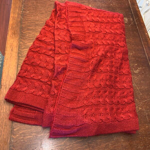 Burgundy Cable Knit Acrylic Blanket Throw One Size